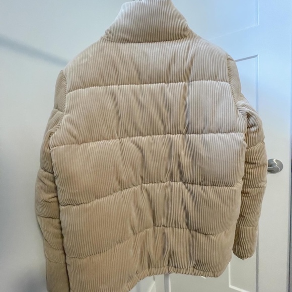 creamy beige corduroy puffer jacket - Picture 2 of 2